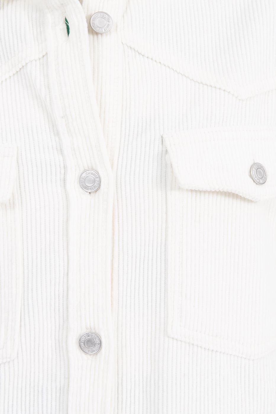 Bayan Ekru Cep Detaylı Fitilli Kadife Gömlek Ceket