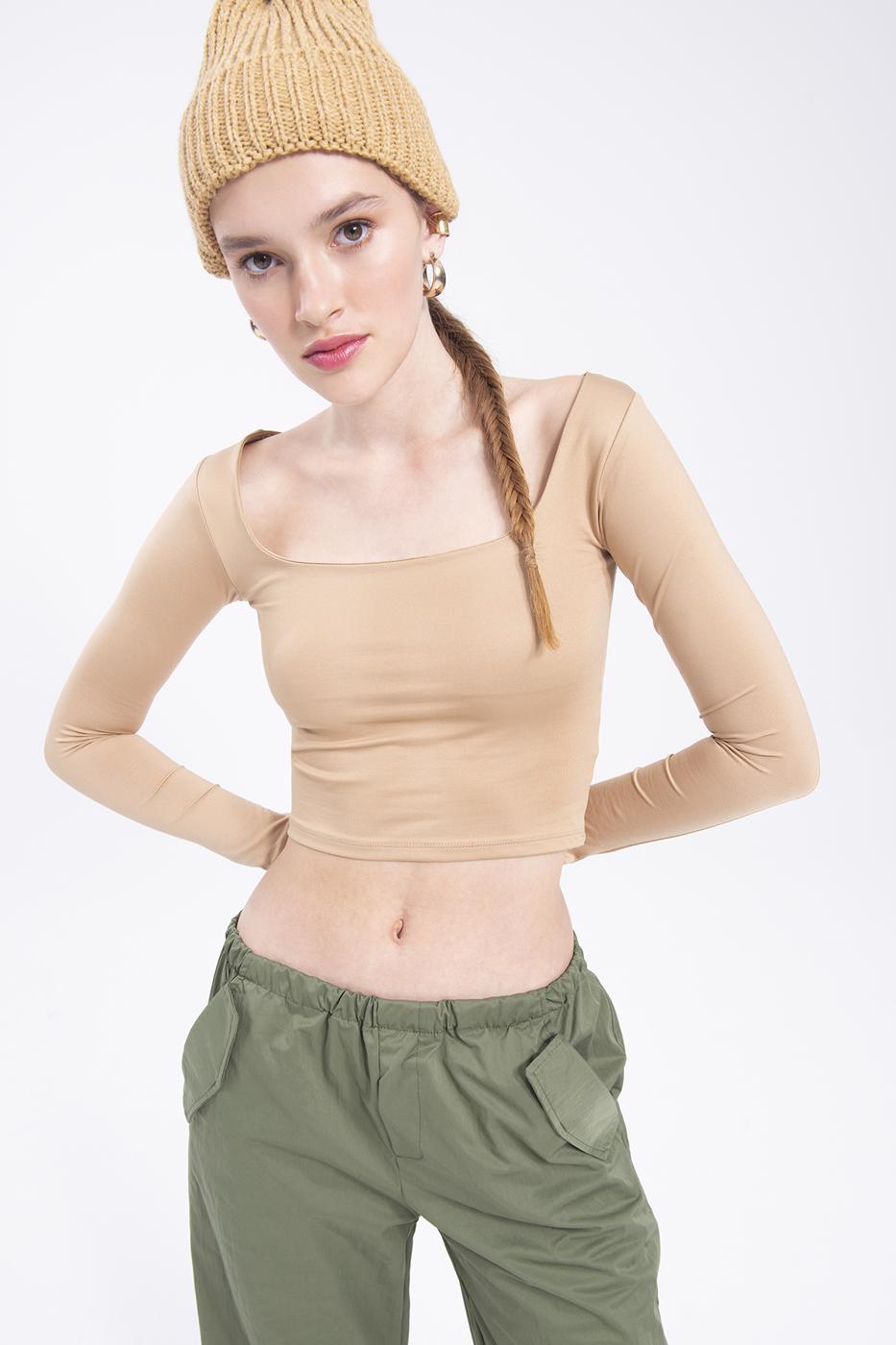 Bayan Vizon Kare Yakalı Top