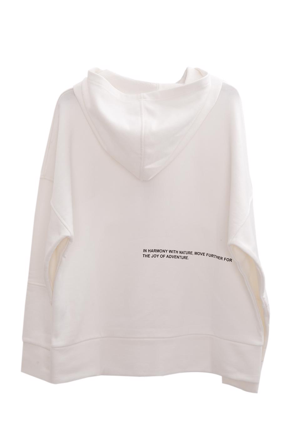 Bayan Ekru Kapüşonlu Baskı Detaylı Sweatshırt