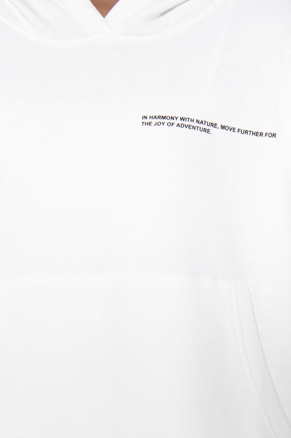 Bayan Beyaz Kapüşonlu Baskı Detaylı Sweatshırt