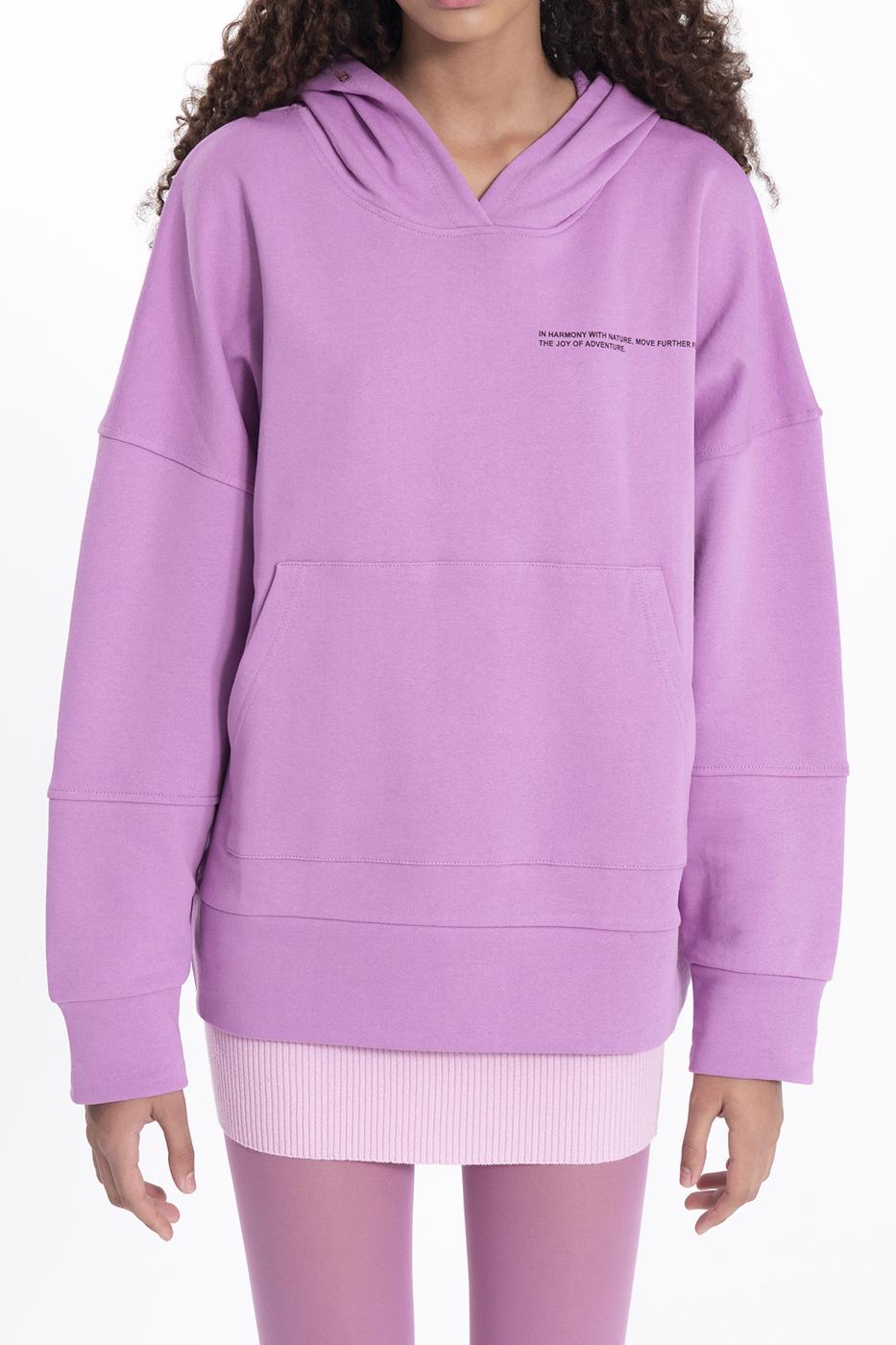 Bayan Lila Kapüşonlu Baskı Detaylı Sweatshırt