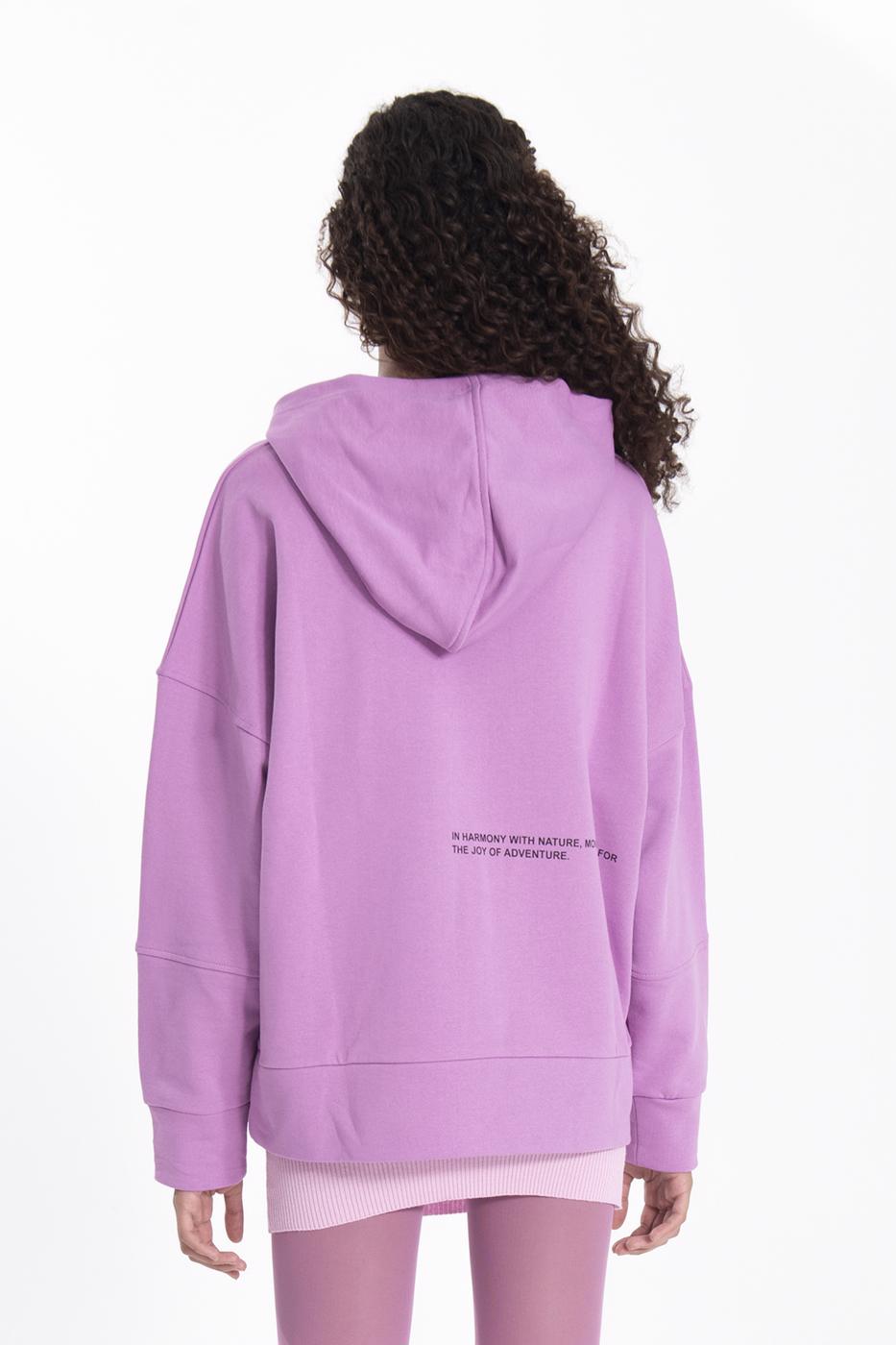 Bayan Lila Kapüşonlu Baskı Detaylı Sweatshırt