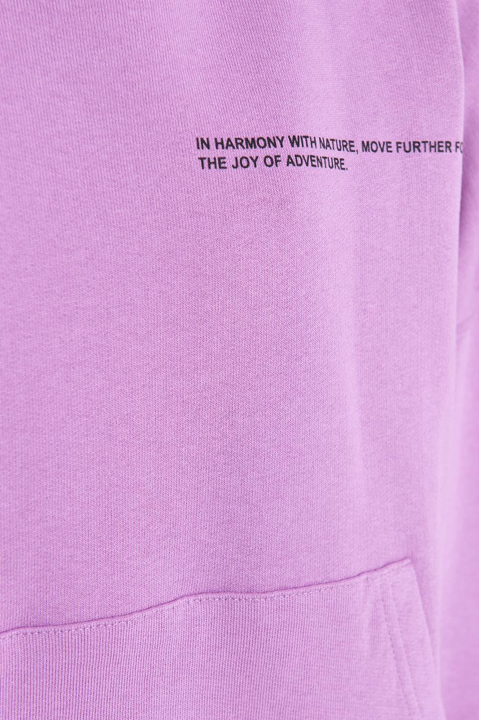 Bayan Lila Kapüşonlu Baskı Detaylı Sweatshırt