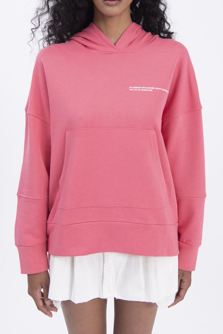 Bayan Mercan Kapüşonlu Baskı Detaylı Sweatshırt