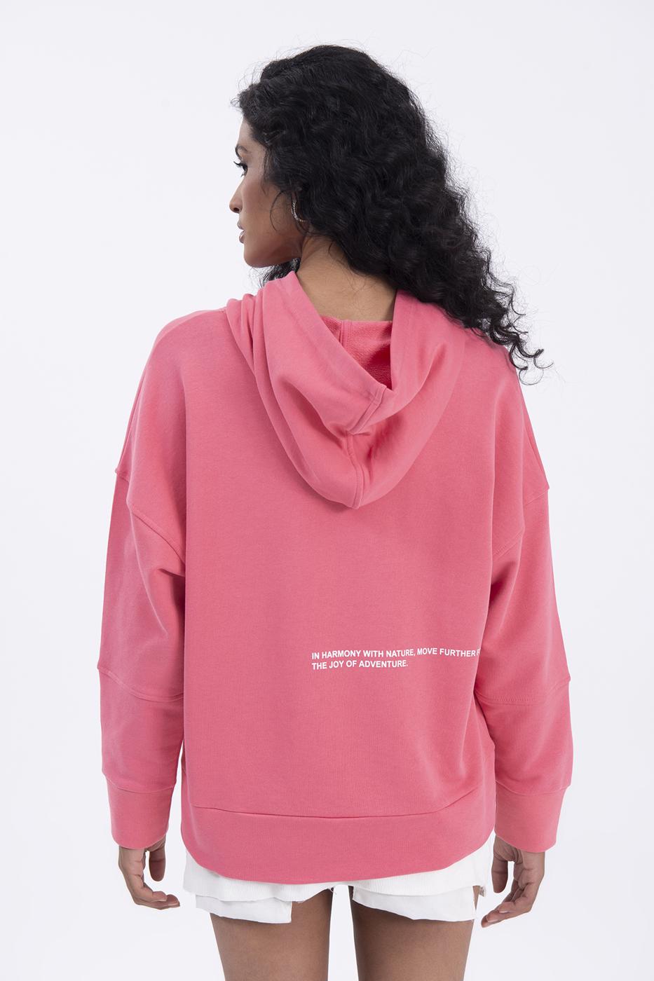 Bayan Mercan Kapüşonlu Baskı Detaylı Sweatshırt