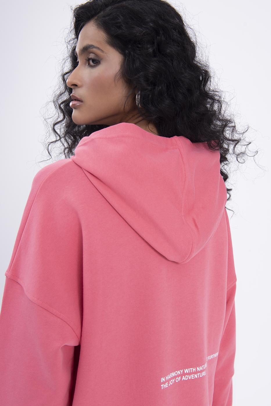 Bayan Mercan Kapüşonlu Baskı Detaylı Sweatshırt