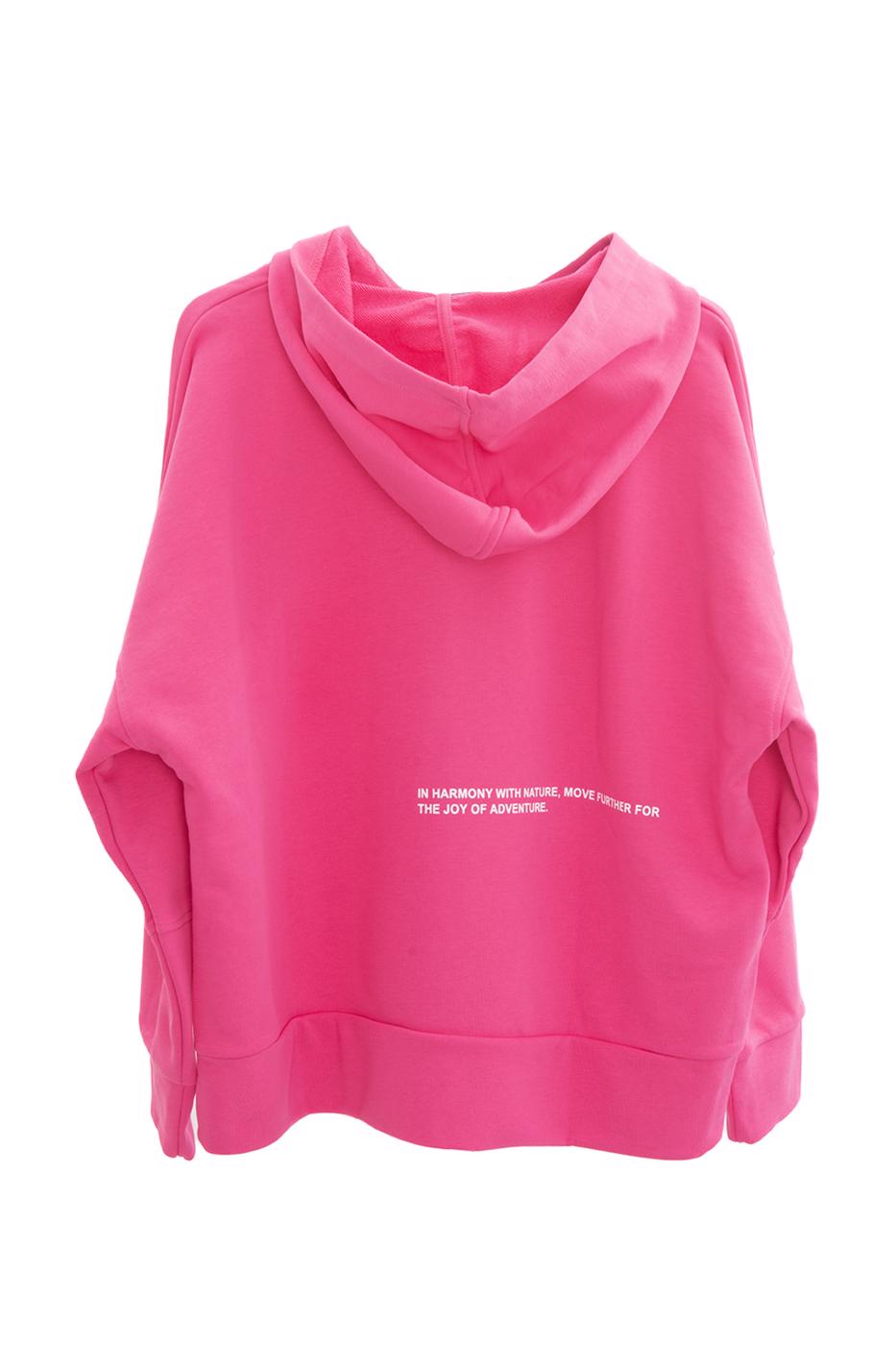 Bayan Pembe Kapüşonlu Baskı Detaylı Sweatshırt