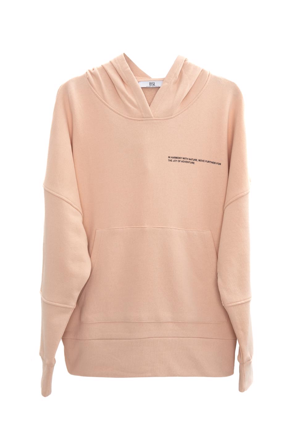 Bayan Pudra Kapüşonlu Baskı Detaylı Sweatshırt