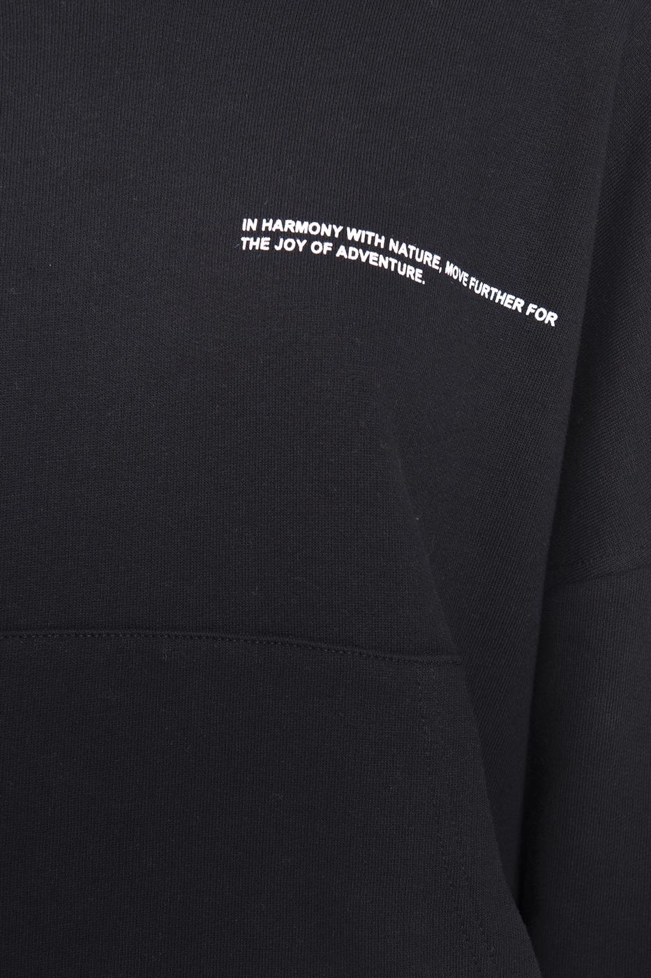 Bayan Siyah Kapüşonlu Baskı Detaylı Sweatshırt