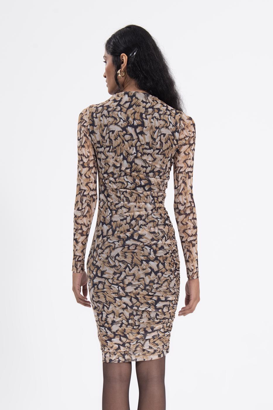 Bayan Siyah Drapeli Mini Elbise