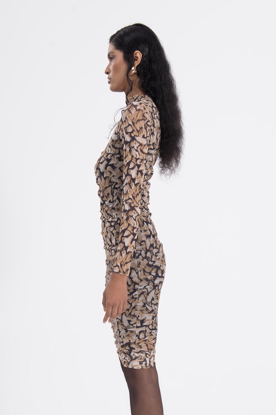 Bayan Siyah Drapeli Mini Elbise