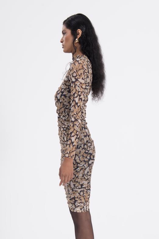 Bayan Siyah Drapeli Mini Elbise - BSL