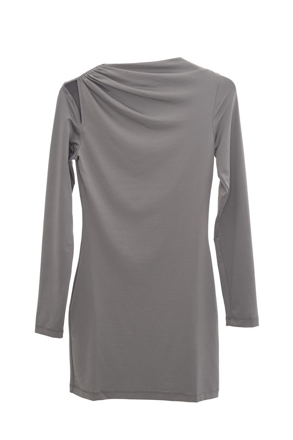 Bayan Gri Omuz Pencere Detaylı Mini Elbise