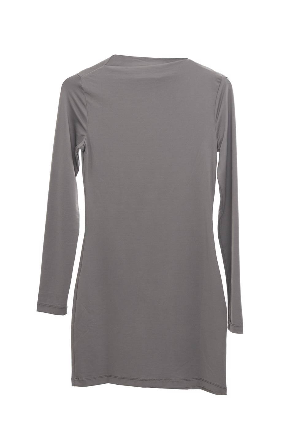 Bayan Gri Omuz Pencere Detaylı Mini Elbise