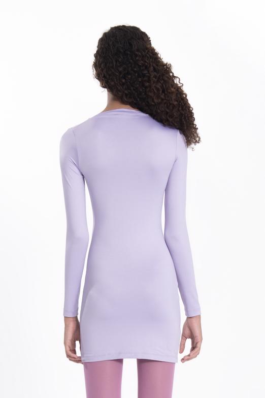 Bayan Lila Omuz Pencere Detaylı Mini Elbise - BSL