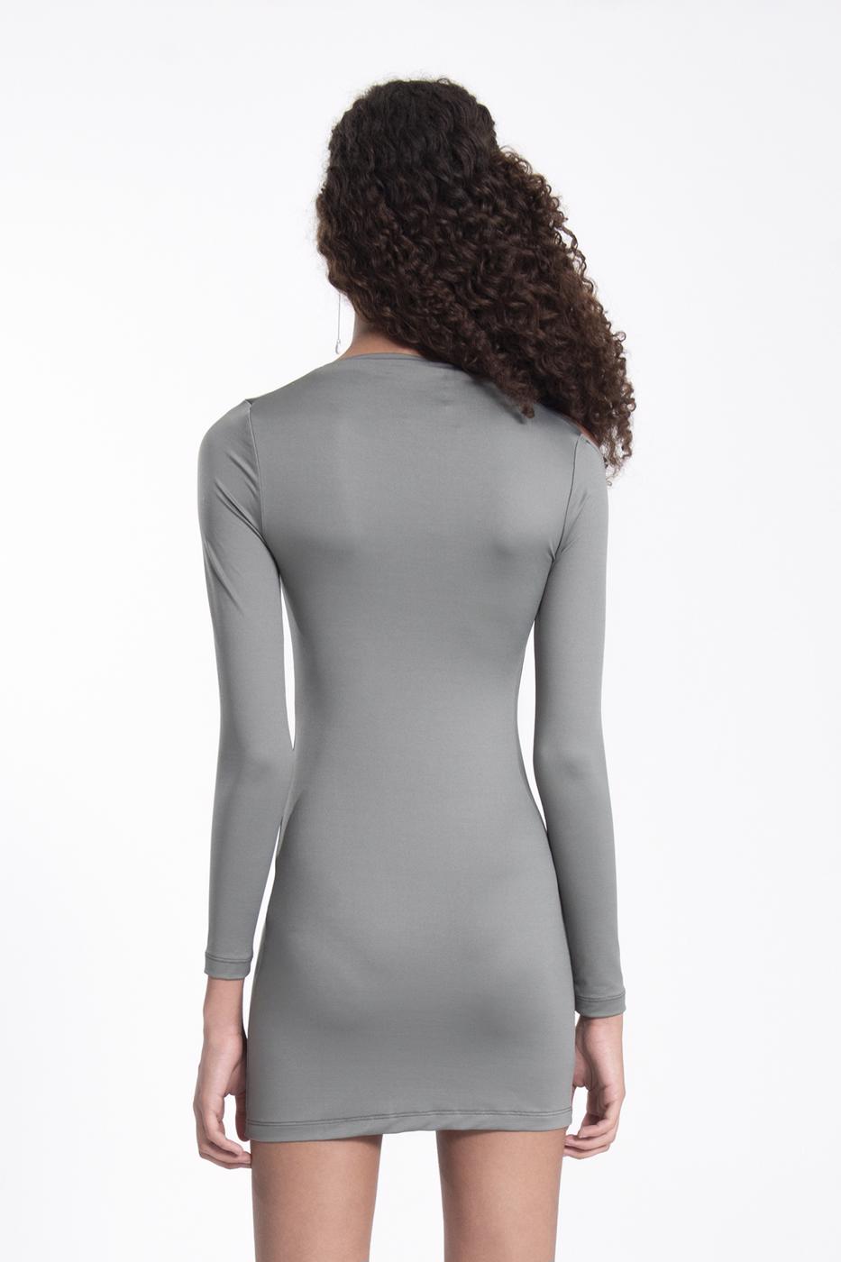 Bayan Yeşil Omuz Pencere Detaylı Mini Elbise