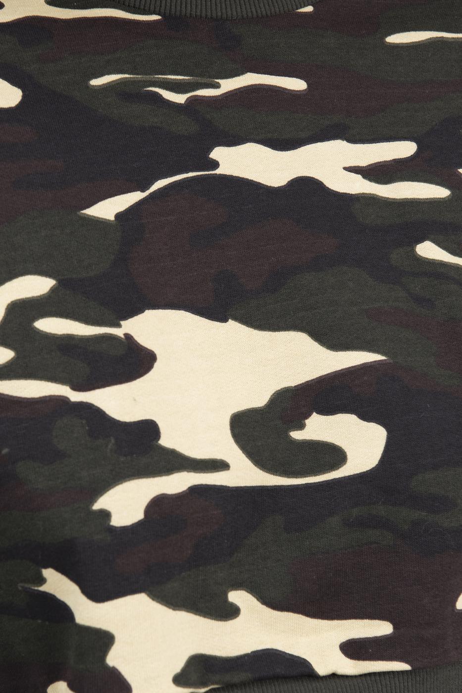 Bayan Haki Kamuflaj Basic Sweatshırt