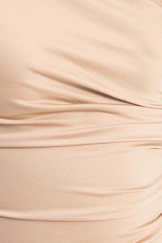 Bayan Bej Drapeli Kalem Midi Elbise - BSL