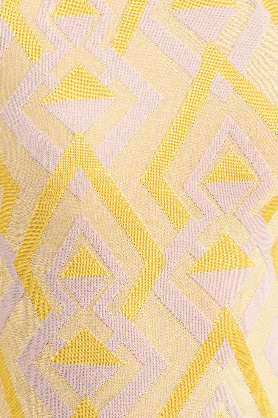 Bayan Sarı Sırt Dekolteli Midi Kalem Elbise