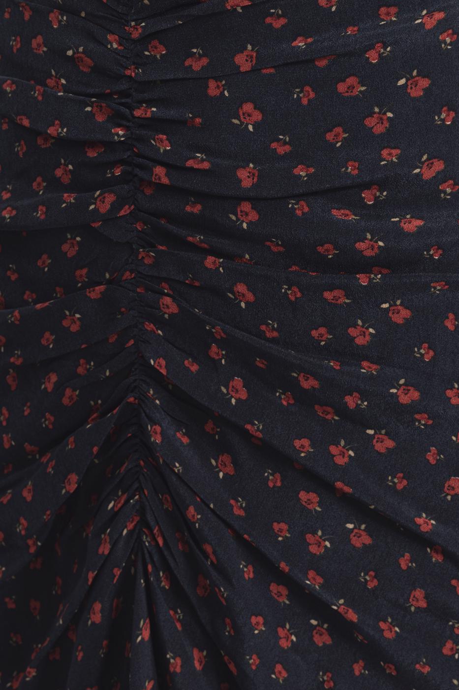 Bayan Siyah Büzgülü Midi Etek