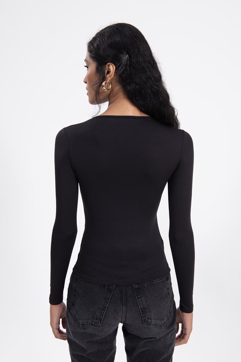 Bayan Siyah Damla Detaylı Basic Top