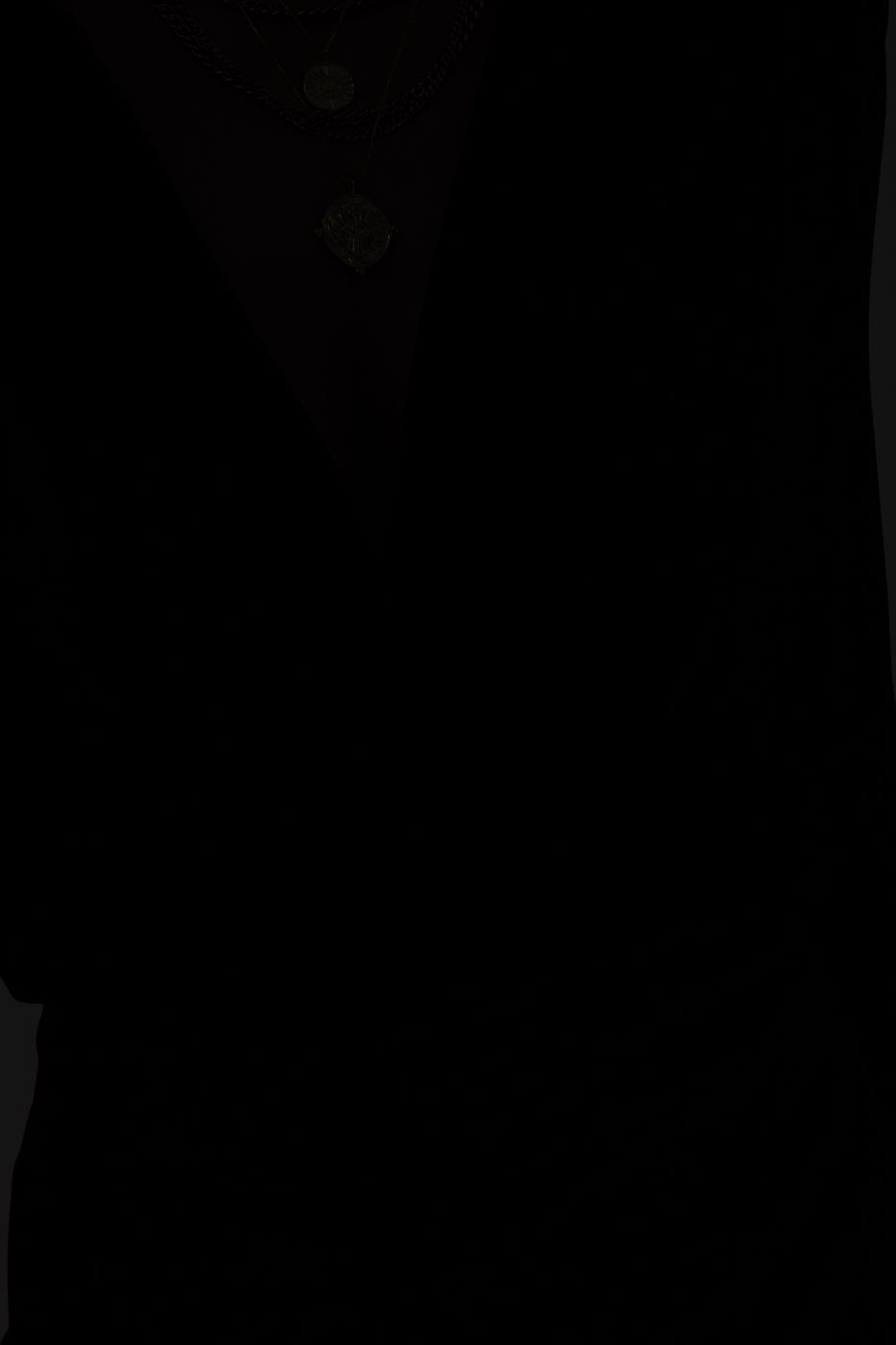 Bayan Siyah Kruvaze Yaka Dekolteli Bodysuit