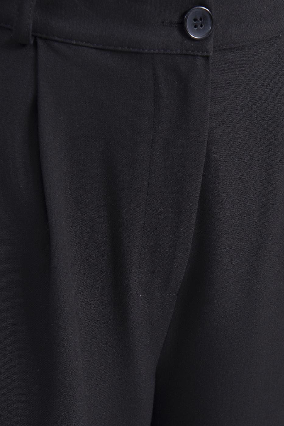 Bayan Siyah Pileli Bol Pantolon