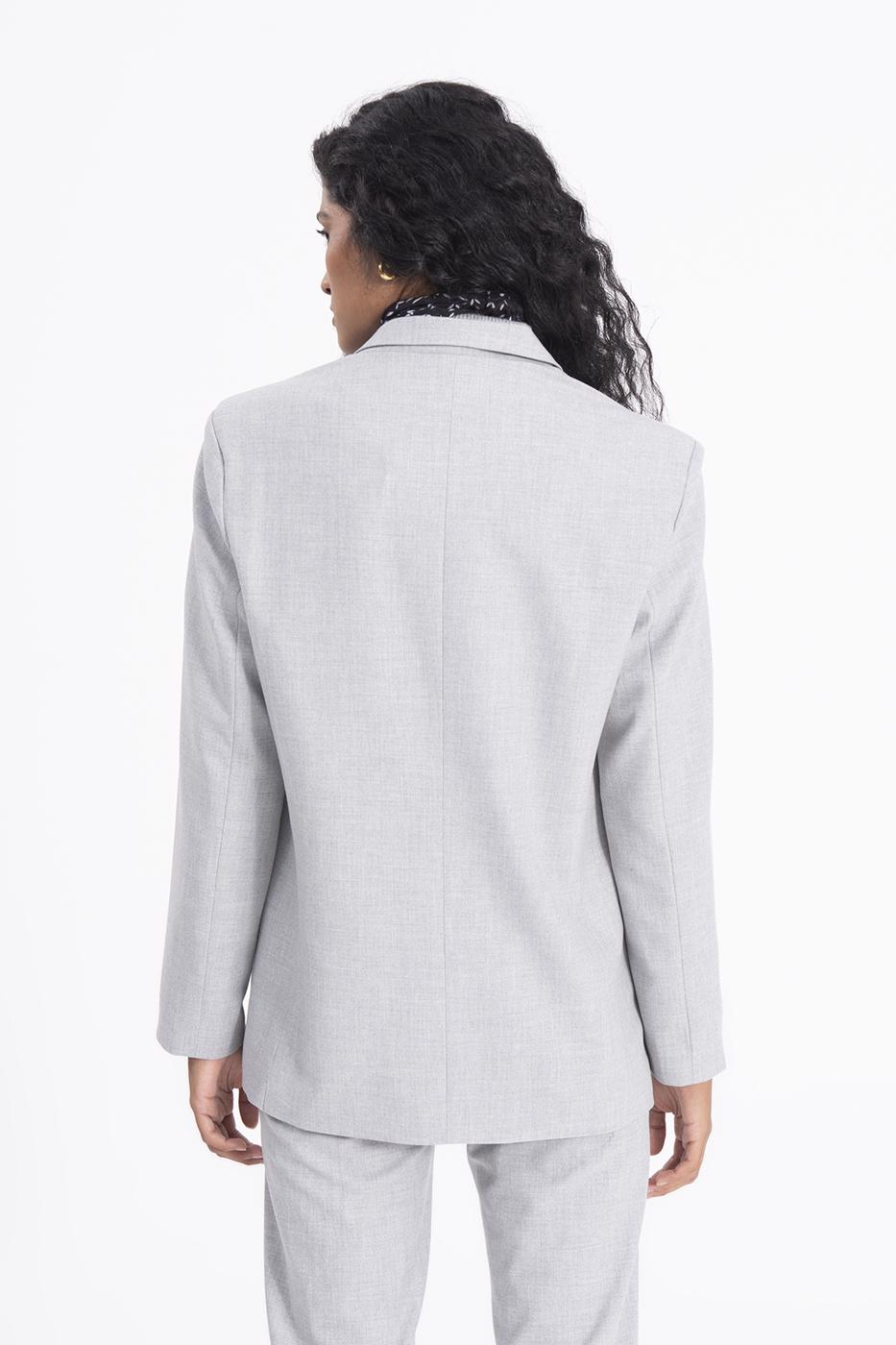 Bayan Gri Oversize Blazer Ceket