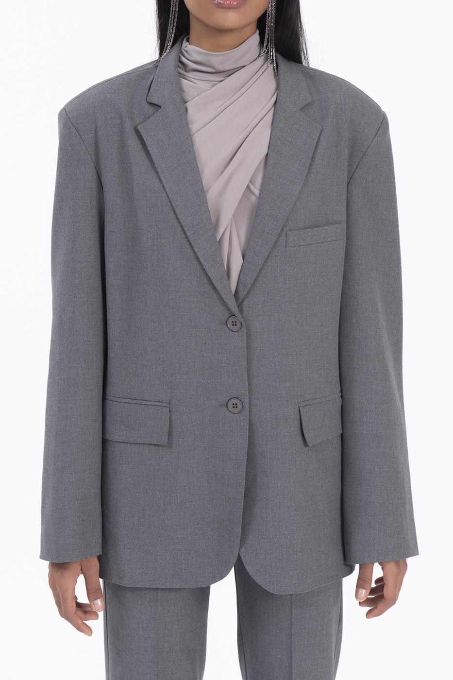 Bayan Gri Oversize Blazer Ceket