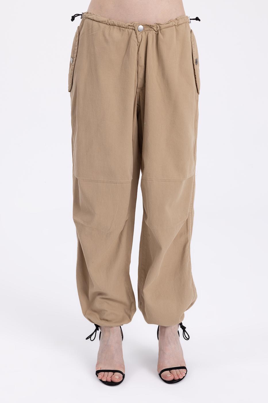 Bayan Bej Düşük Bel Kargo Pantolon