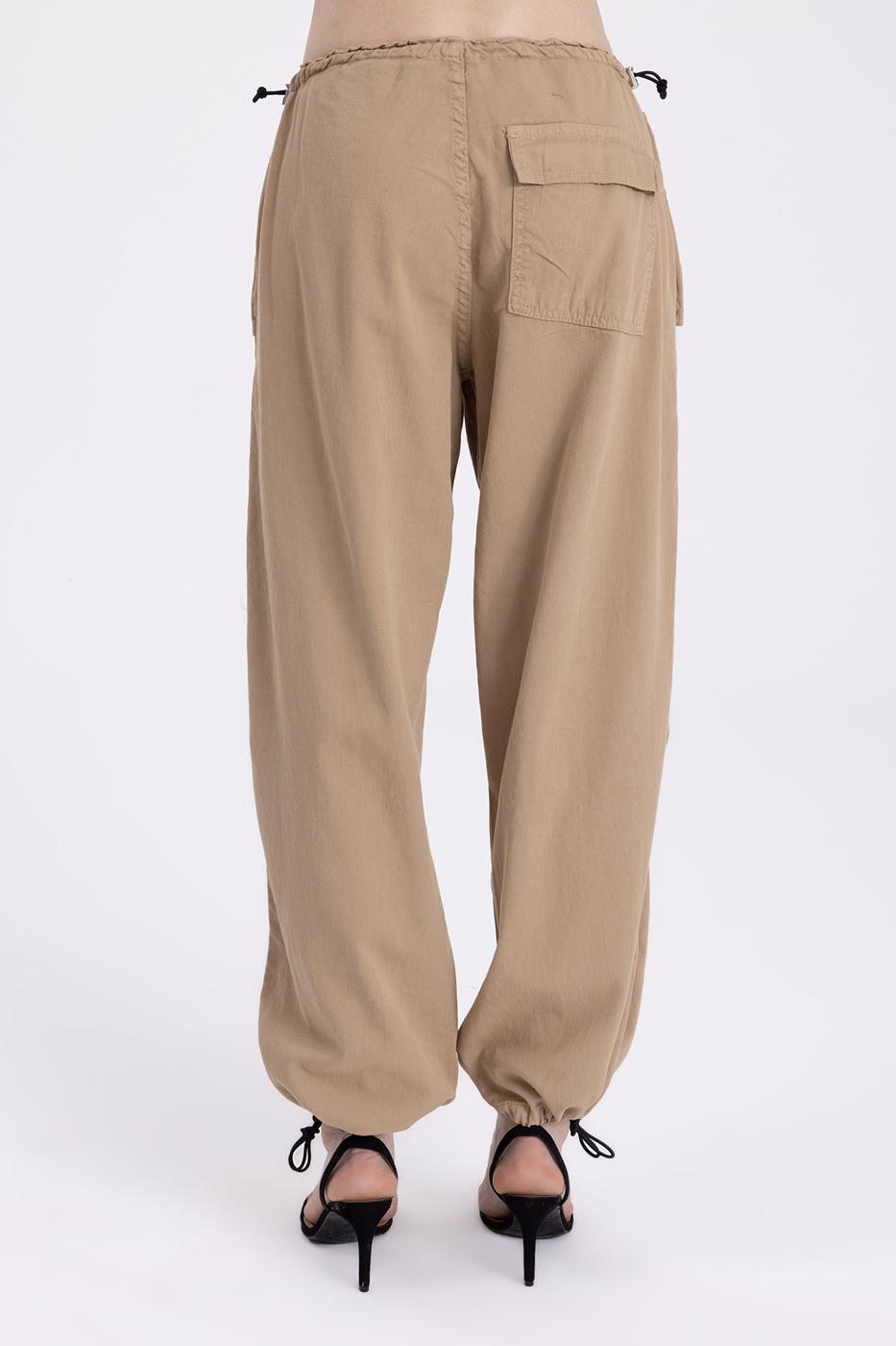 Bayan Bej Düşük Bel Kargo Pantolon