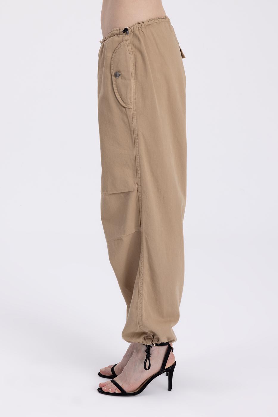 Bayan Bej Düşük Bel Kargo Pantolon