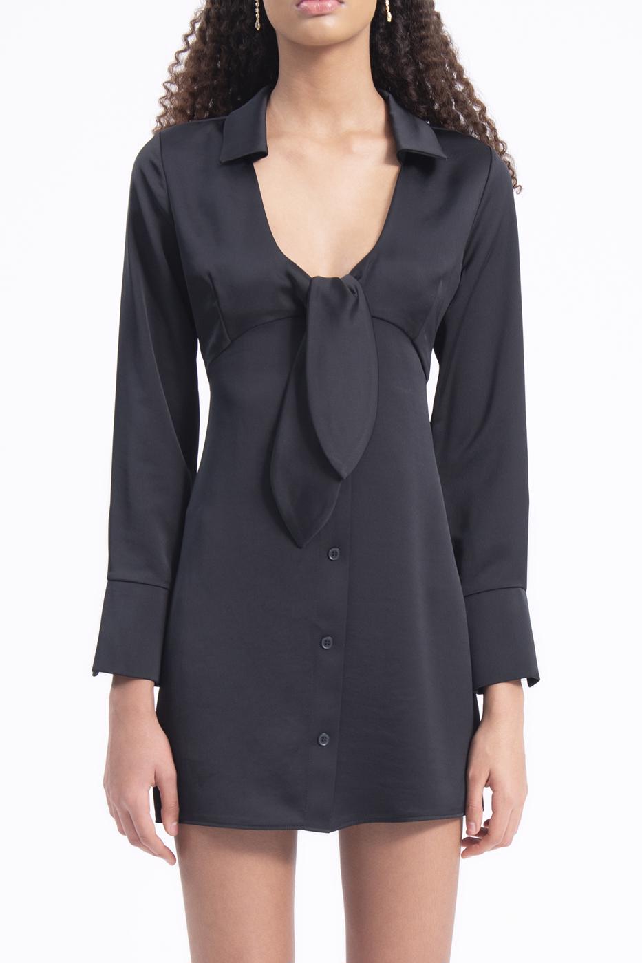 Bayan Siyah Yakalı Mini Elbise