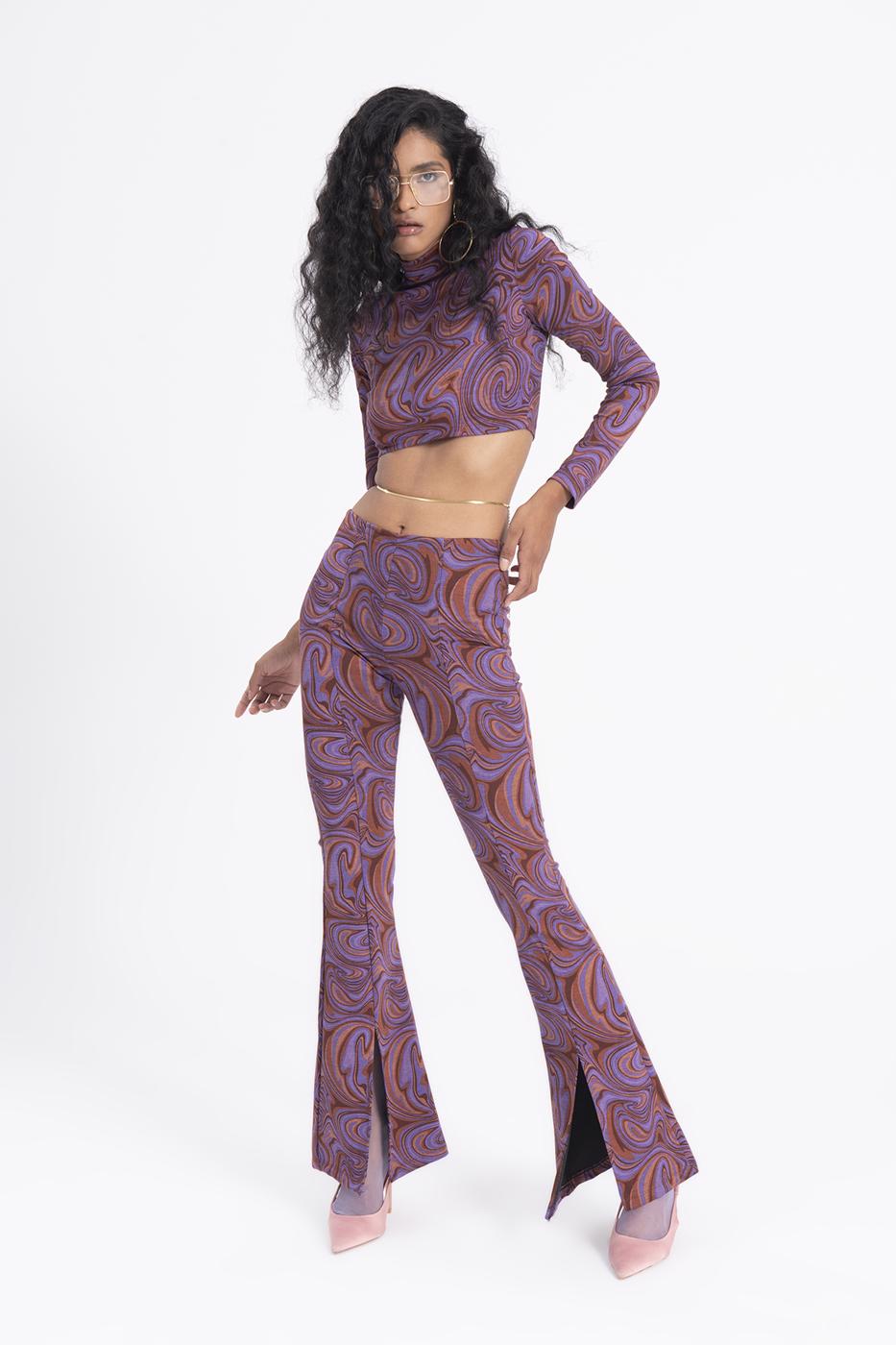 Bayan Mor Paça Yırtmaç Detaylı Pantolon