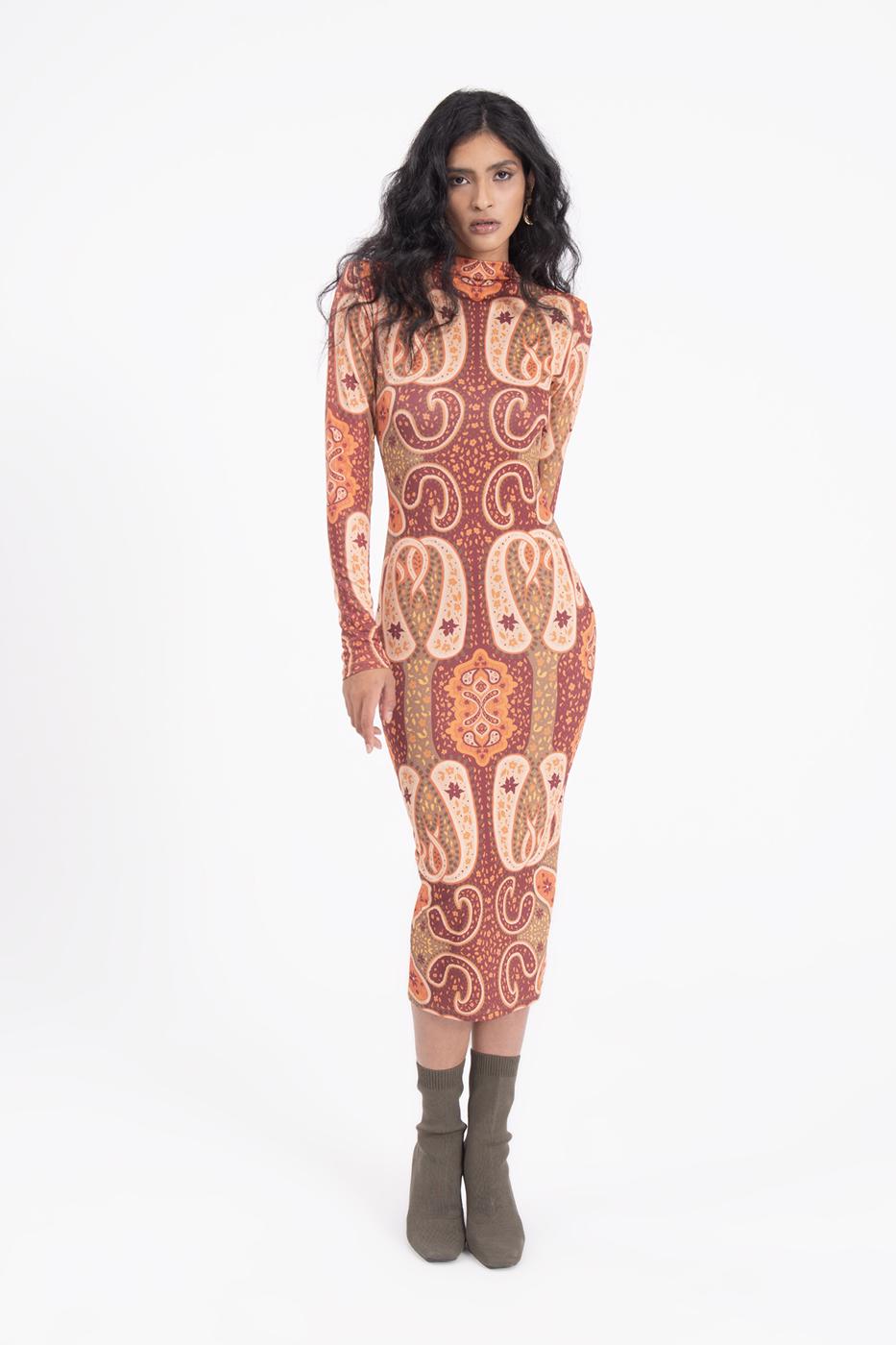 Bayan Vişne Vatkalı Midi Kalem Elbise