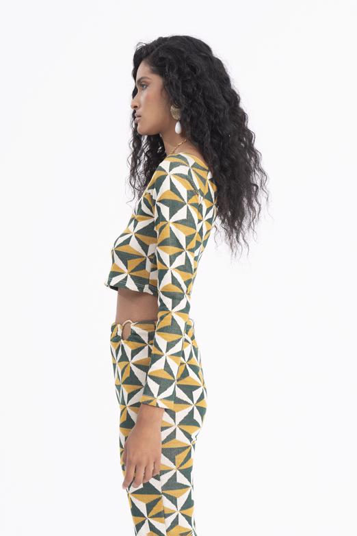 Bayan Yeşil Tek Omuz Detaylı Top - BSL