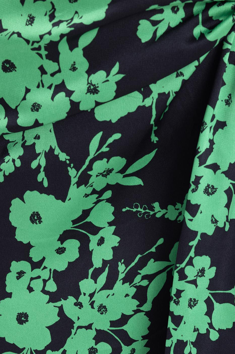 Bayan Yeşil Derin Yırtmaç Detaylı Midi Etek