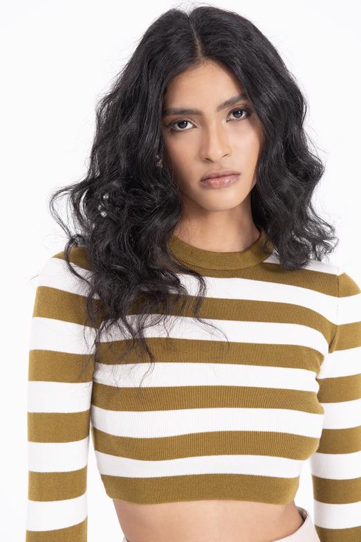 Bayan Haki Sırt Dekolteli Triko Top - BSL