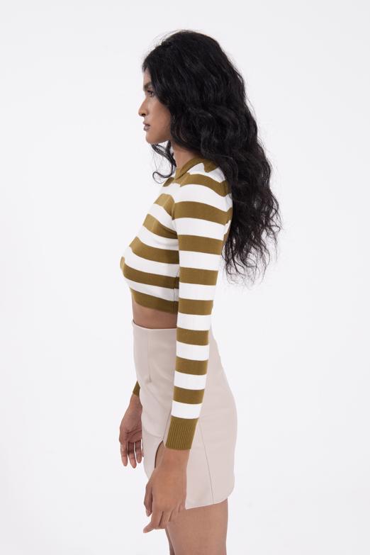 Bayan Haki Sırt Dekolteli Triko Top - BSL