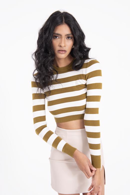 Bayan Haki Sırt Dekolteli Triko Top - BSL