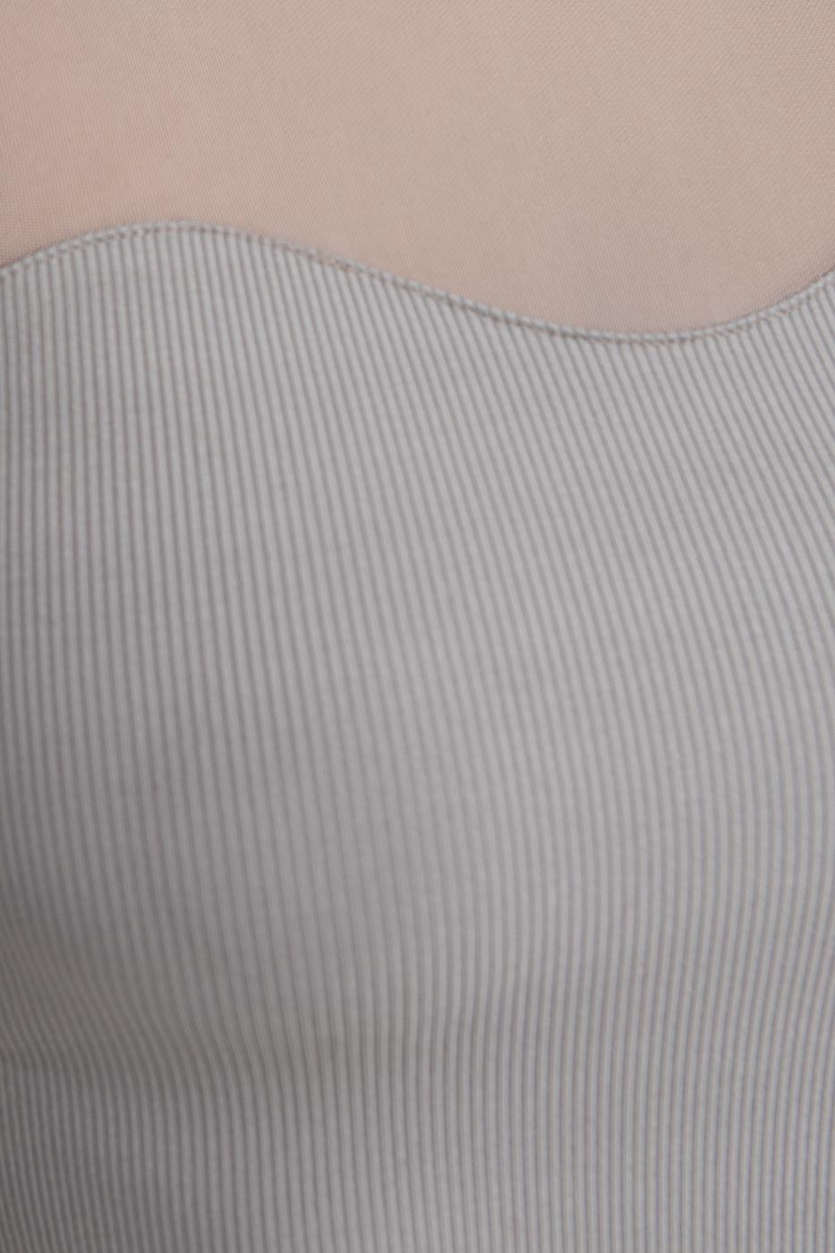 Bayan Gri Balon Kollu Transparan Detaylı Bluz