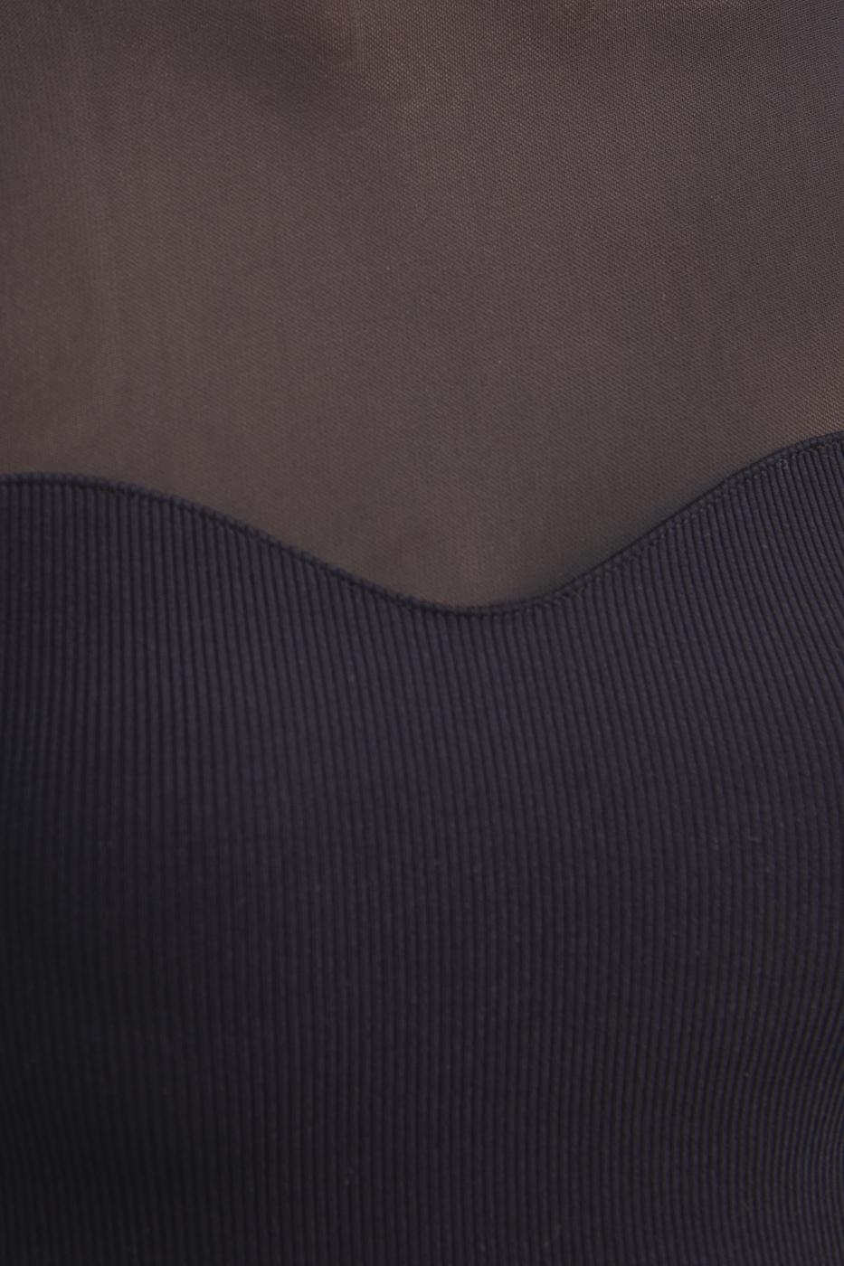 Bayan Siyah Balon Kollu Transparan Detaylı Bluz