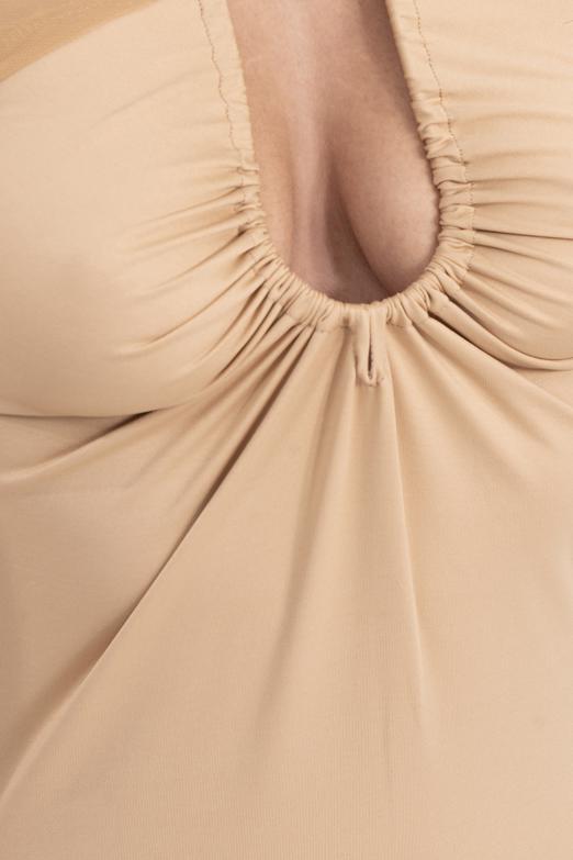 Bayan Bej Sırt Pencereli Mini Elbise - BSL