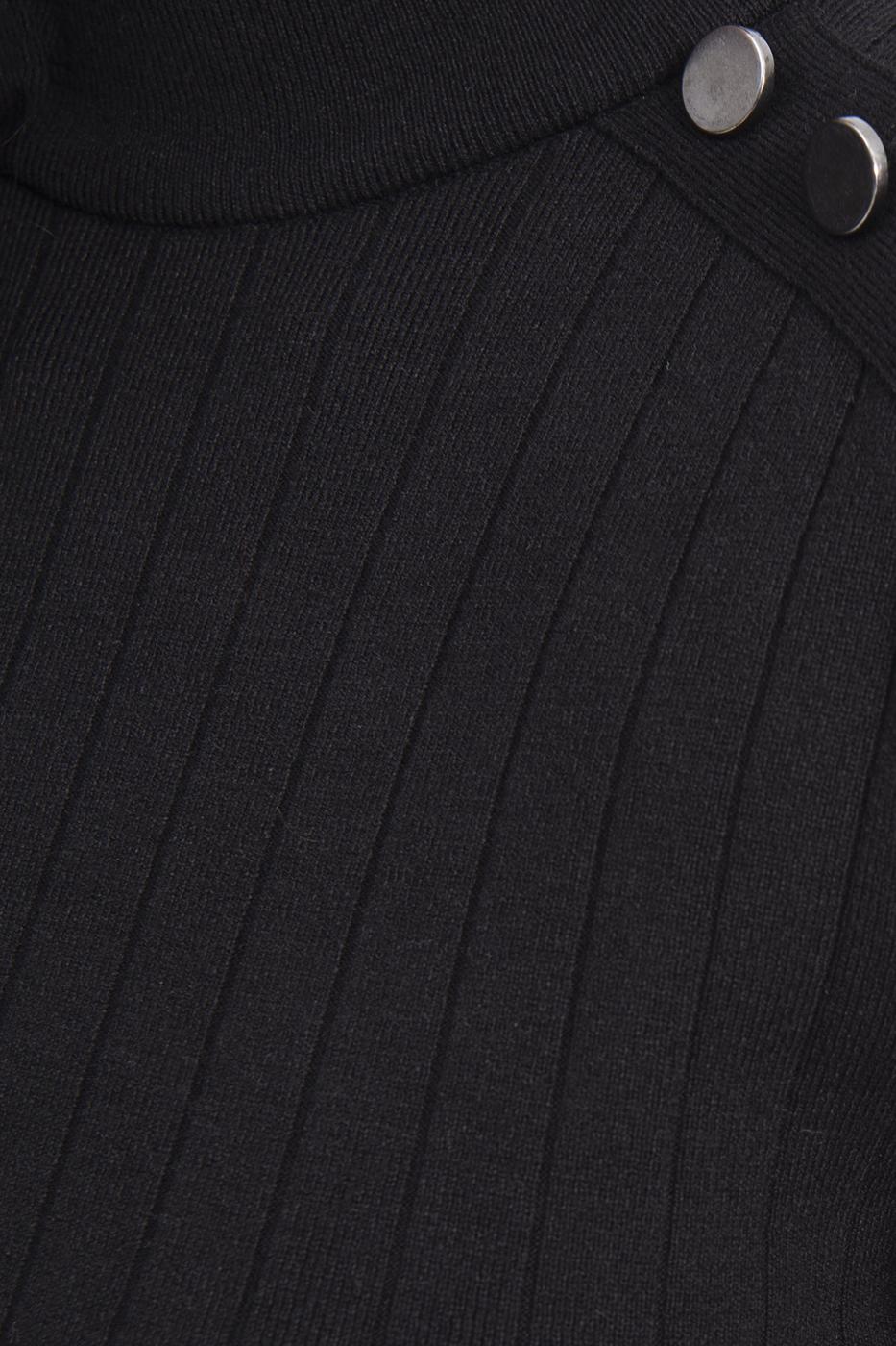 Bayan Siyah Vatkalı Triko Mini Elbise