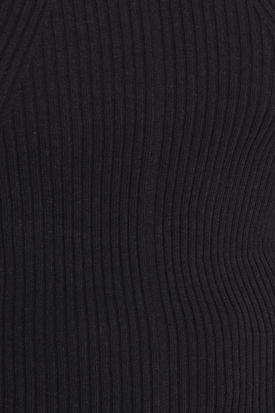 Bayan Siyah Geniş Yaka Dekolteli Triko Top