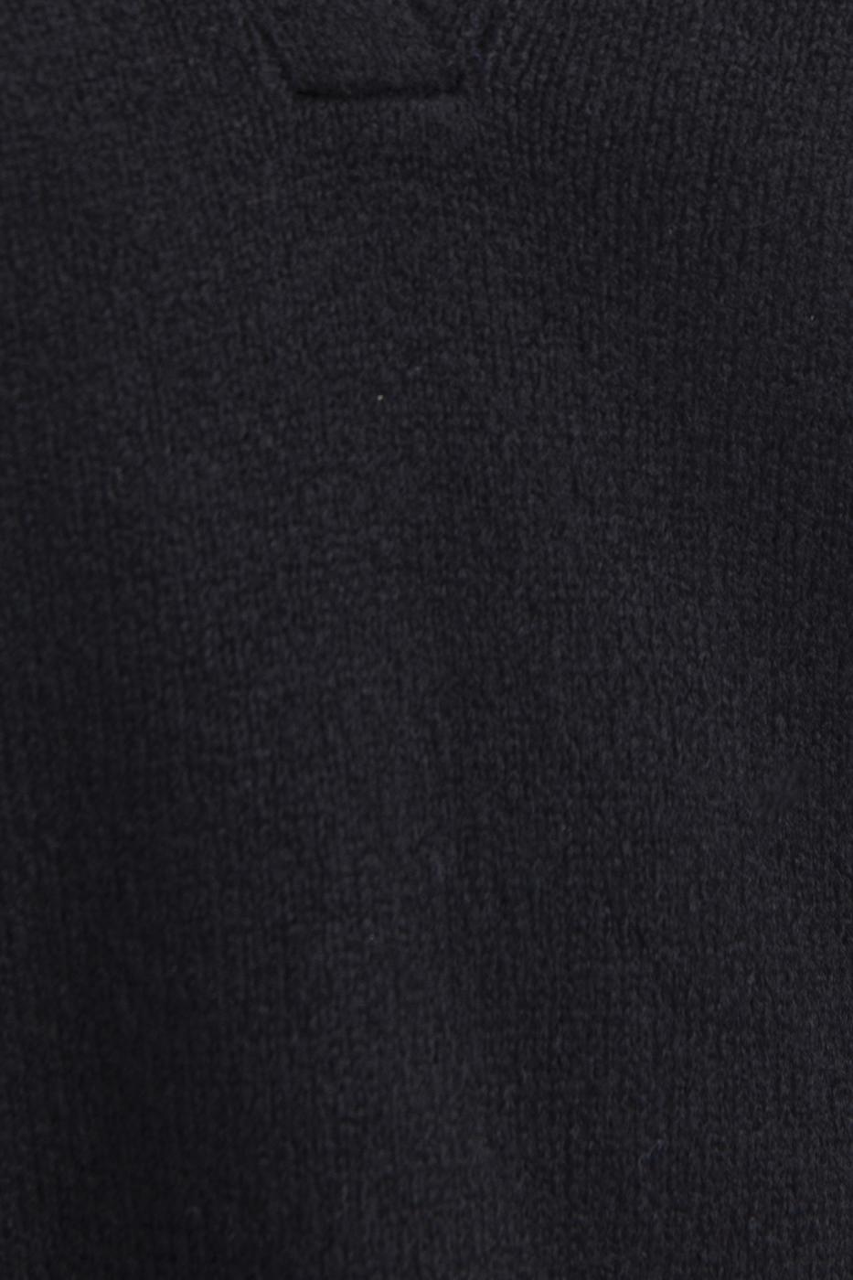 Bayan Siyah Yakalı Oversize Mini Triko Elbise