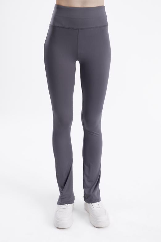 Bayan Gri Comfort Düz Kesim Tayt Pantolon - BSL