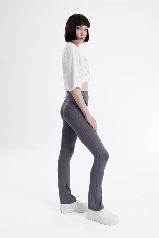 Bayan Gri Comfort Düz Kesim Tayt Pantolon - BSL