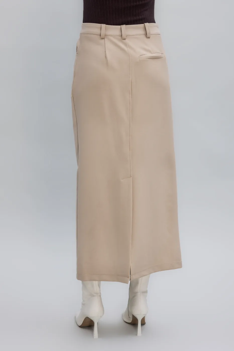 Bayan Bej Düşük  Bel  Maksi Etek