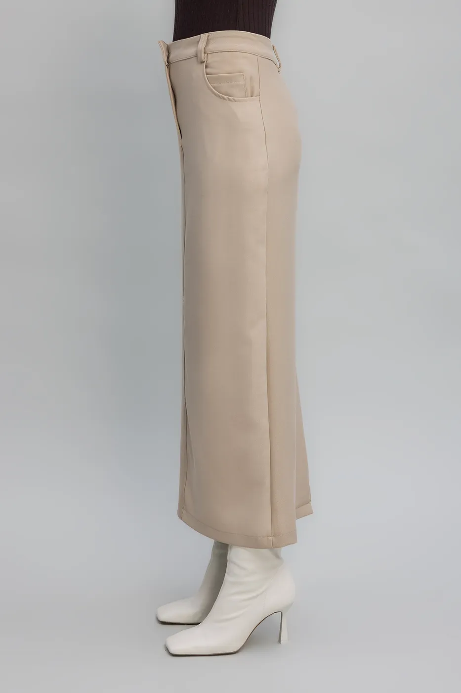 Bayan Bej Düşük  Bel  Maksi Etek